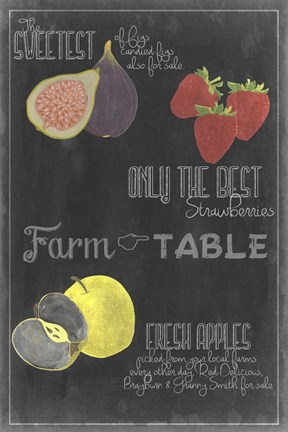 Framed Blackboard Fruit III Print