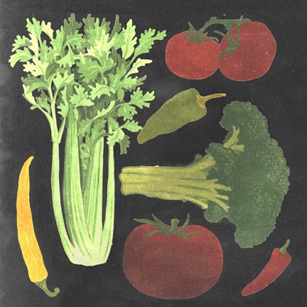 Framed Blackboard Veggies III Print