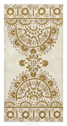 Framed Ochre Embroidery I Print