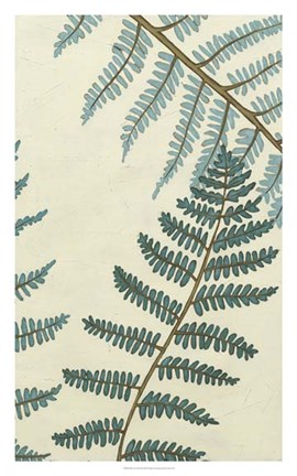 Framed Blue Fern Trio II Print