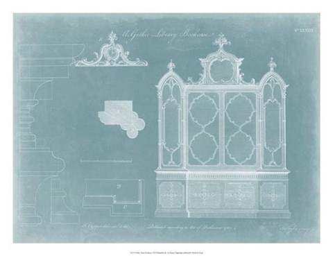 Framed Gothic Library Bookcase Print