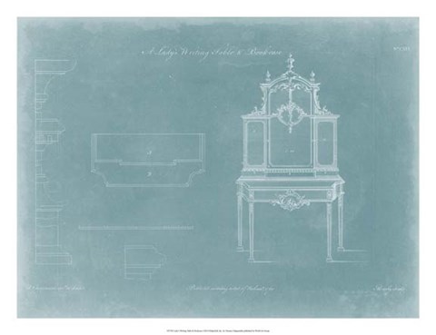 Framed Lady&#39;s Writing Table &amp; Bookcase Print