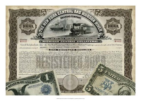 Framed Antique Stock Certificate I Print