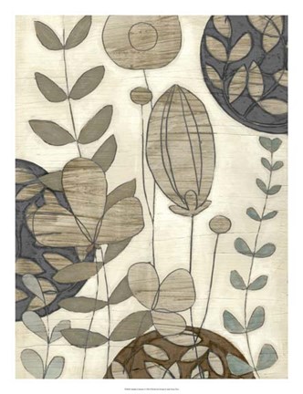 Framed Garden Contours I Print