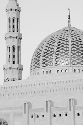 Framed Oman, Muscat, Al, Ghubrah. Grand Mosque, Minaret View Print