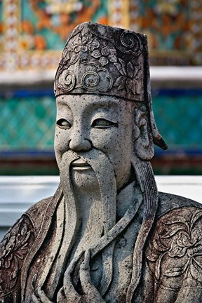 Framed Farang Guard, Wat Pho, Bangkok, Thailand Print