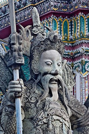 Framed Head of Farang Guard, Wat Pho, Bangkok, Thailand. Print