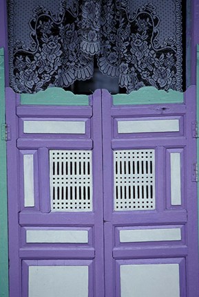 Framed Maldives, colorful school door. Print