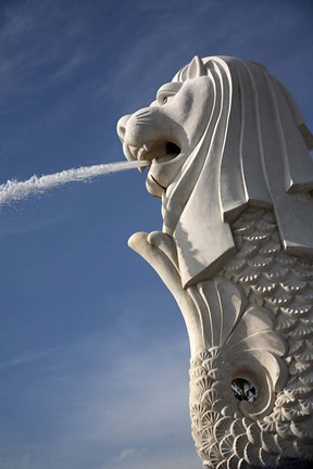 Framed Singapore. Merlion statue in the Merlion Park Print