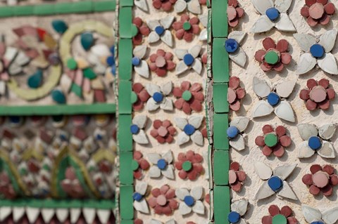 Framed Bell Tower porcelain patterns, Grand Palace, Bangkok, Thailand Print