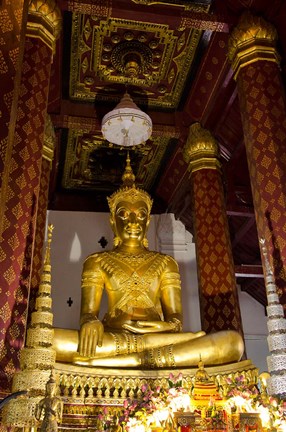 Framed Bronze cast seated Buddha covered in gold, Wat Na Phramane, Ayuthaya, Thailand Print