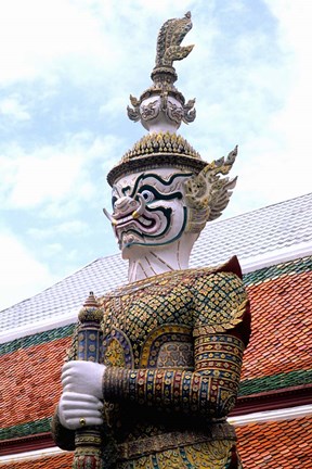 Framed Close-up of Statue at Emerald Palace in Grand Palace, Bangkok, Thailand Print