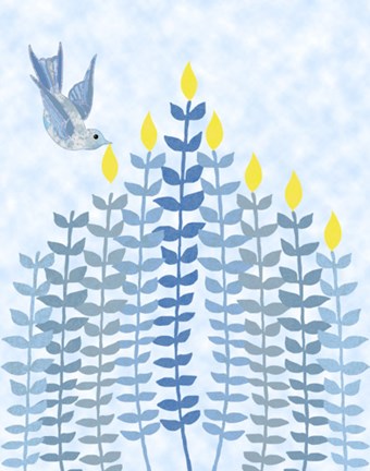 Framed Bird Hanukkah Candles Print