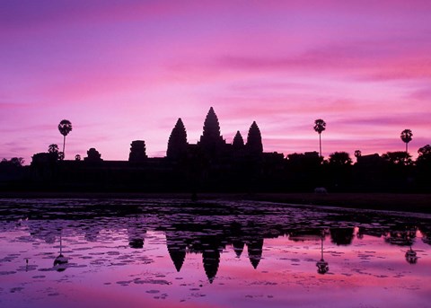 Framed View of Temple at Dawn, Angkor Wat, Siem Reap, Cambodia Print