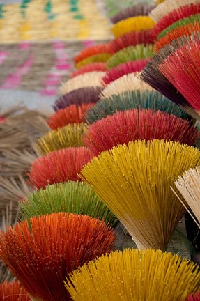 Framed Colorful handmade incense sticks, Da Nang, Vietnam Print