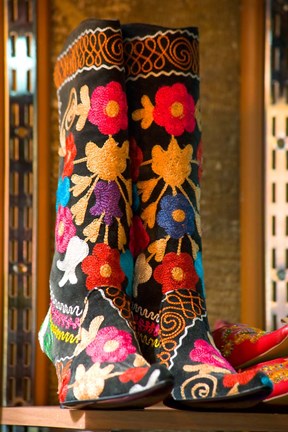 Framed Display of Shoes For Sale at Vendors Booth, Spice Market, Istanbul, Turkey Print