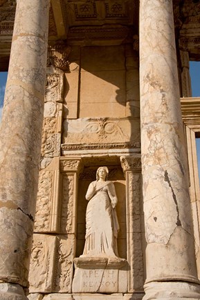 Framed Turkey, Kusadasi, Ephesus, Celsus Library statue detail Print