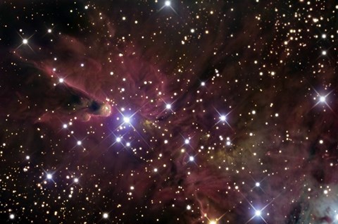 Framed Cone Nebula and Christmas Tree Cluster Print