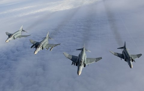 Framed Formation of Luftwaffe F-4F Phantom II's Print