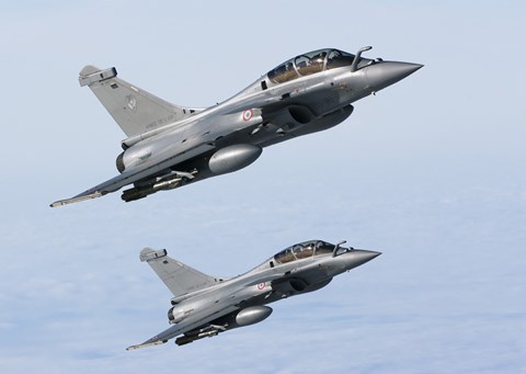 Framed Two Dassault Rafale B's of the French Air Force (side view) Print