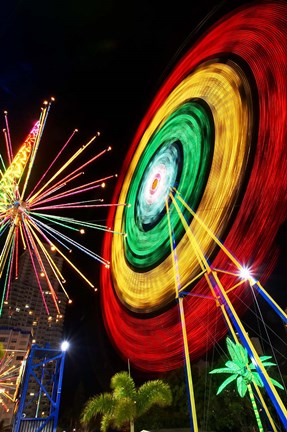 Framed Amusement Park at Night, Surfers Paradise, Gold Coast, Queensland, Australia Print
