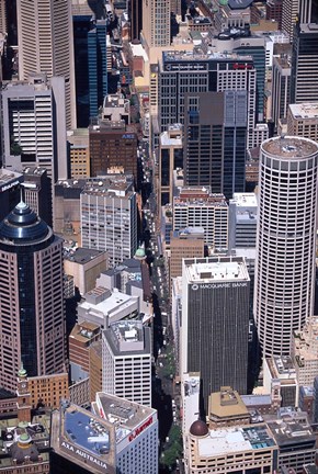 Framed Pitt Street and Sydney CBD, Sydney, Australia Print