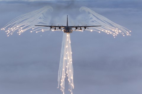 Framed MC-130H Combat Talon Dropping Flares Print