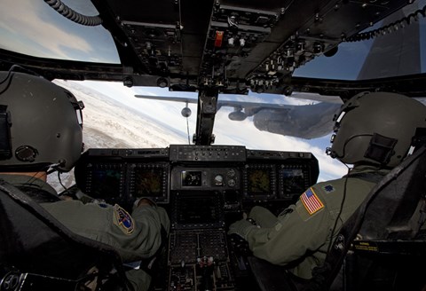 Framed CV-22 Osprey conducts Aerial Refueling with an HC-130 Print