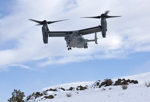 Framed CV-22 Osprey Prepares to Land During a Training Mission Print