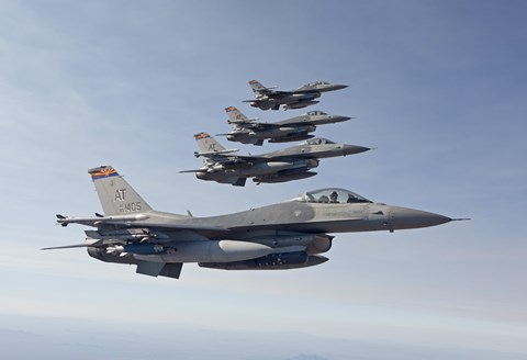 Framed Four F-16's fly in Formation over Arizona Print