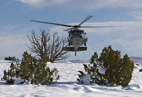 Framed HH-60G Pave Hawk Flies Low in New Mexico Print