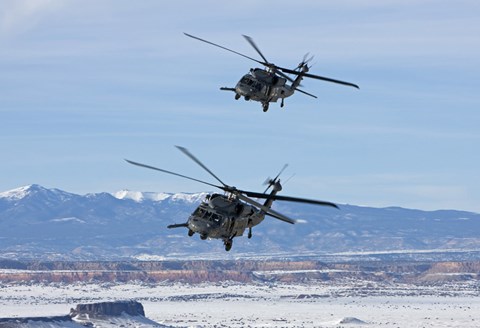 Framed Two HH-60G Pave Hawk&#39;s over New Mexico Print