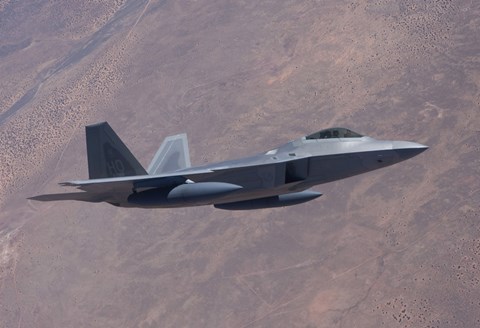 Framed F-22 Raptor on a Training Mission Print