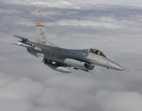 Framed F-16 Fighting Falcon Maneuvers During a Training Mission Print