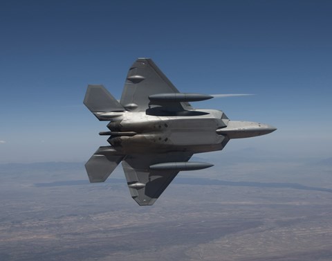 Framed F-22 Raptor Maneuvers over New Mexico Print