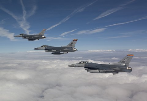 Framed Three F-16&#39;s over the Clouds of Arizona Print