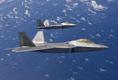 Framed Two F-22 Raptors During a Training Mission Print