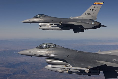 Framed Close-Up of Two F-16's over Arizona Print