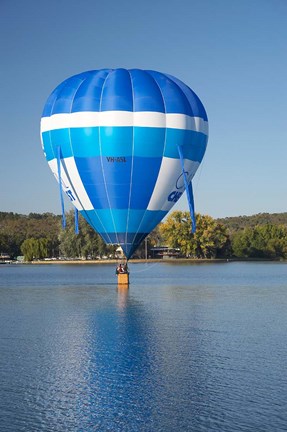 Framed Australia, Canberra, Hot Air Balloon, Lake Burley Griffin Print