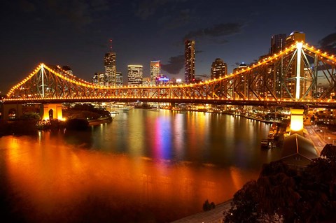 Framed Australia, Queensland, Story Bridge, Brisbane River Print