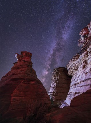 Framed Milky Way  above the Wedding Party Rock Formation, Oklahoma Print