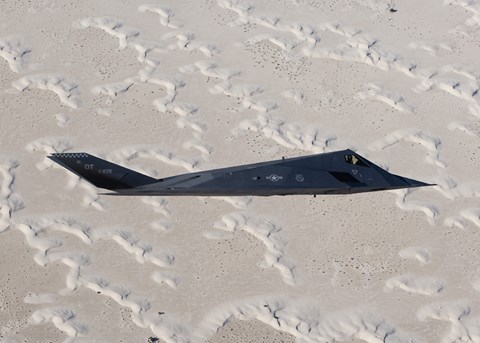 Framed F-117 Nighthawk Flies over White Sands National Monument, New Mexico Print