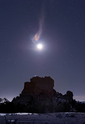 Framed Moon Diffraction over Malpais Monument Rock, New Mexico Print
