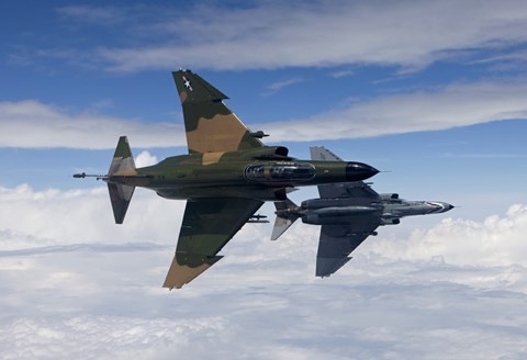 Framed Two QF-4E's Fly over the Gulf of Mexico Print