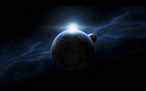 Framed Dawn Breaks on Alien Planet Print