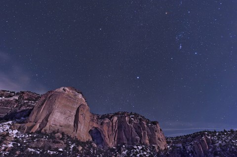 Framed La Ventana arch with the Orion Constellation Rising Above Print