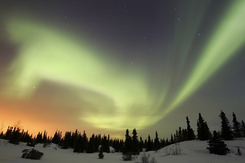 Framed Aurora borealis over Ogilvie Mountains Print