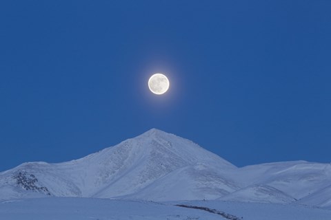 Framed Full Moon over Ogilvie Mountains, Canada Print