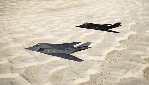 Framed Two F-117 Nighthawk Stealth Fighters over White Sands National Monument Print