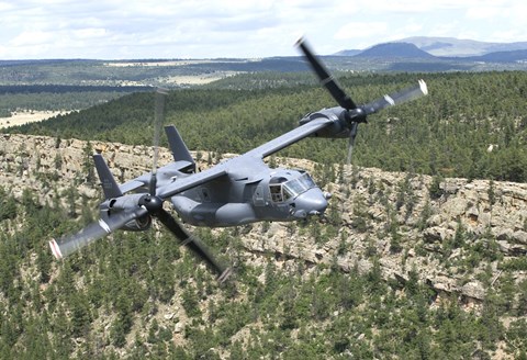 Framed CV-22 Osprey on a training mission over New Mexico Print